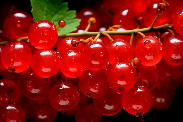 A bunch of red currants with waterdrops