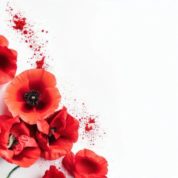 A bunch of red flowers with the word poppy on it