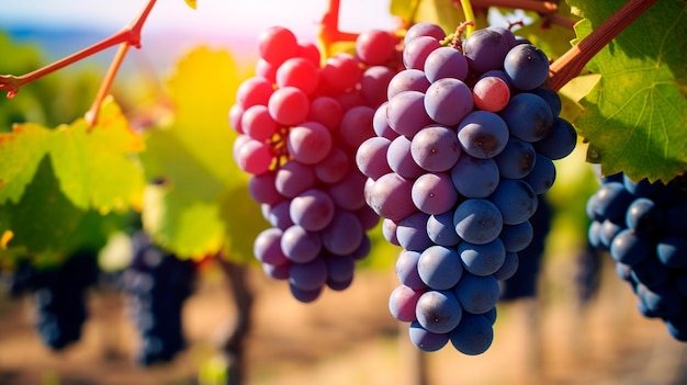 гроздь красного винограда в винограднике