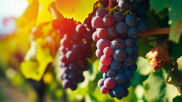 bunch of red grapes in the vineyard