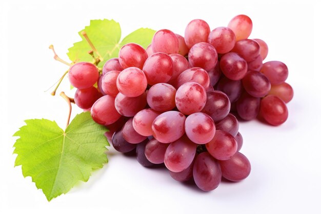 Bunch of red grapes on white