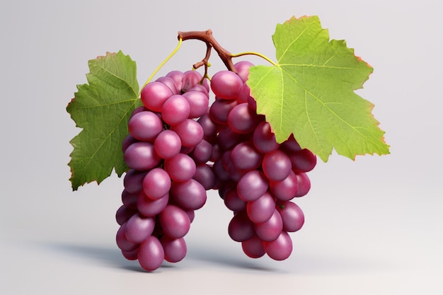 Bunch of red grapes with water drops isolated on a white background