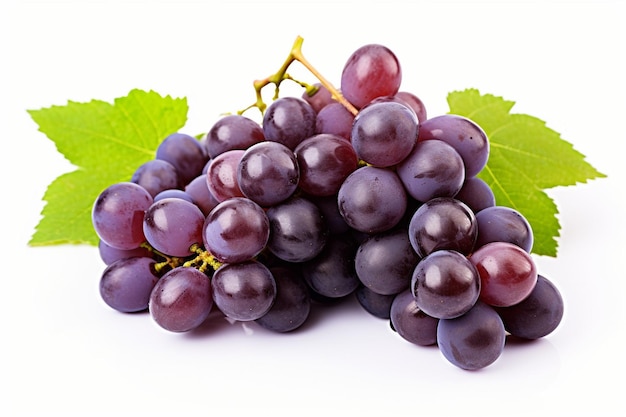 Bunch of red grapes with water drops isolated on a white background