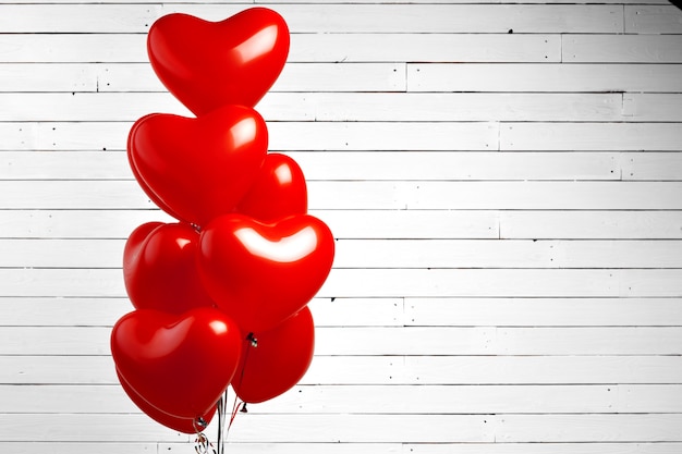 Bunch of red hearted-shaped balloons