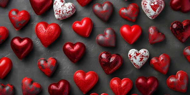куча красных сердец в сетке День святого Валентина сахарные конфеты сердце тематический фон