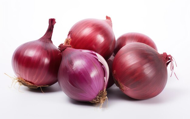 Bunch of red onion isolated on white background