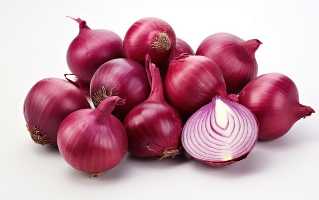 Bunch of red onion isolated on white background