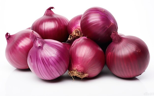 Bunch of red onion isolated on white background