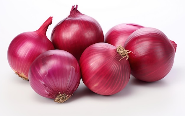 Bunch of red onion isolated on white background