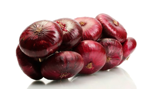 Bunch of red onion isolated on white