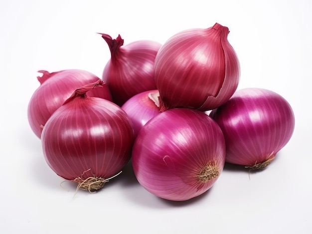 A bunch of red onions isolated on A white background