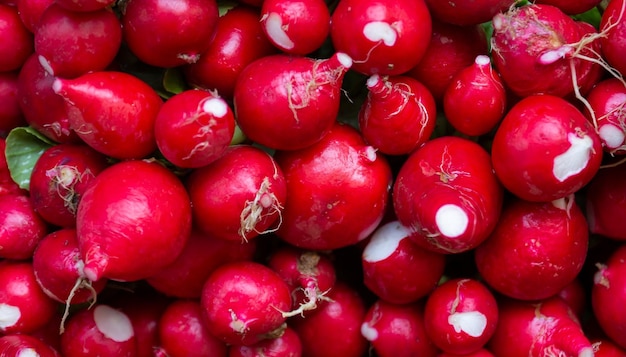 Bunch red radishes