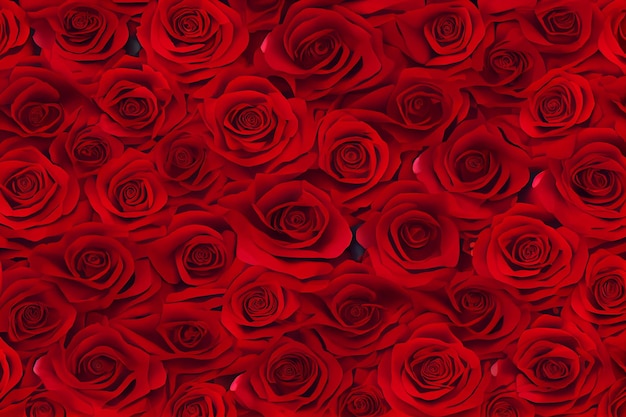 Photo a bunch of red roses are arranged in a pattern.