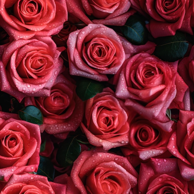 A bunch of red roses are in a bunch