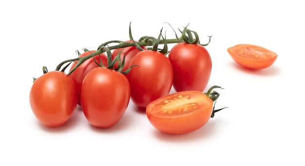 A bunch of ripe fresh Roma plum tomato isolated