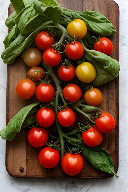 Photo a bunch of ripe juicy red tomatoes