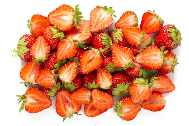 Bunch of ripe strawberries isolated on white