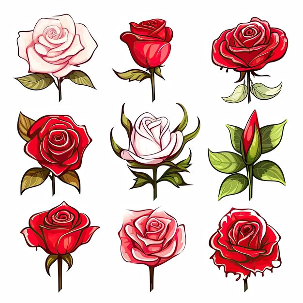 A bunch of roses that are on a white background