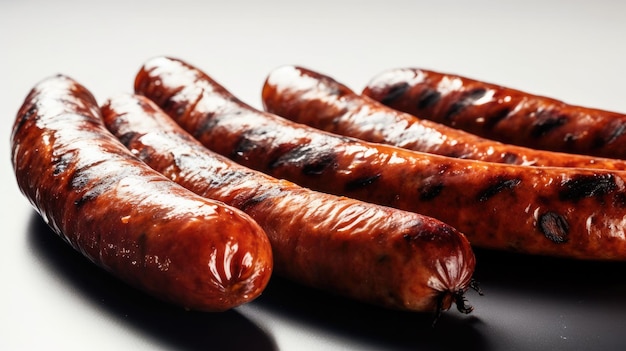 A bunch of sausages on a white background