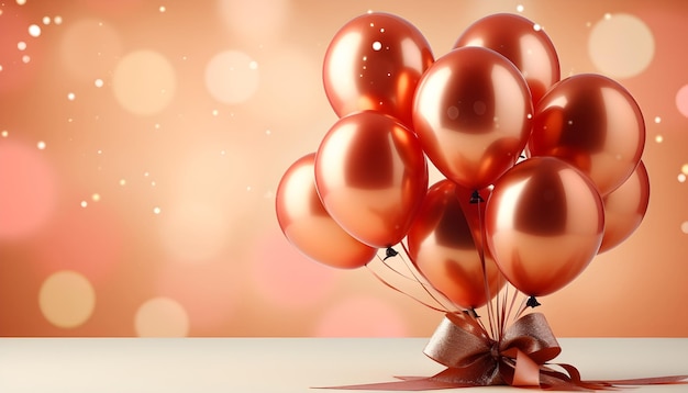 Bunch of shiny balloons on a light background