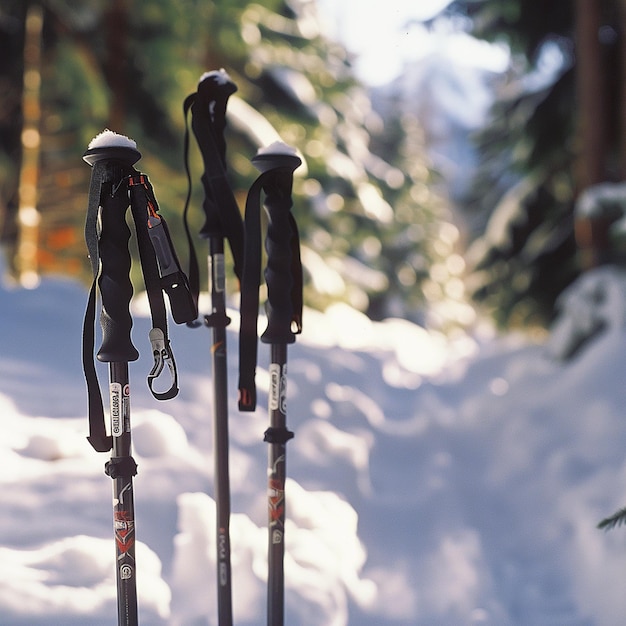 Photo a bunch of skis that are stuck in the snow