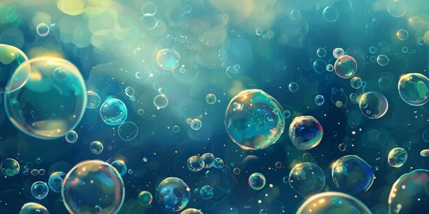 A bunch of soap bubbles floating