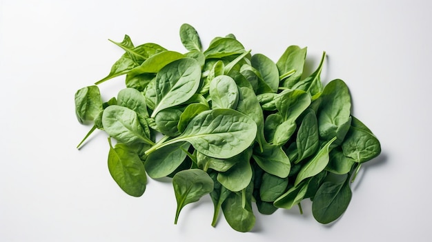 Bunch of spinach leaves on isolated white background