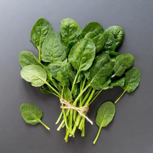 Photo bunch of spinach leaves on isolated white background