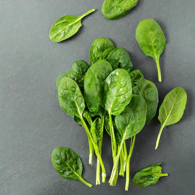 Bunch of spinach leaves on isolated white background