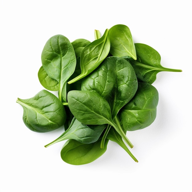 A bunch of spinach on a white background