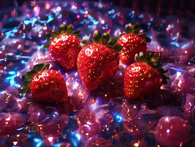 Photo a bunch of strawberries that are on a table