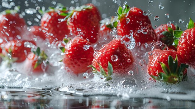 Photo a bunch of strawberries that are in the water