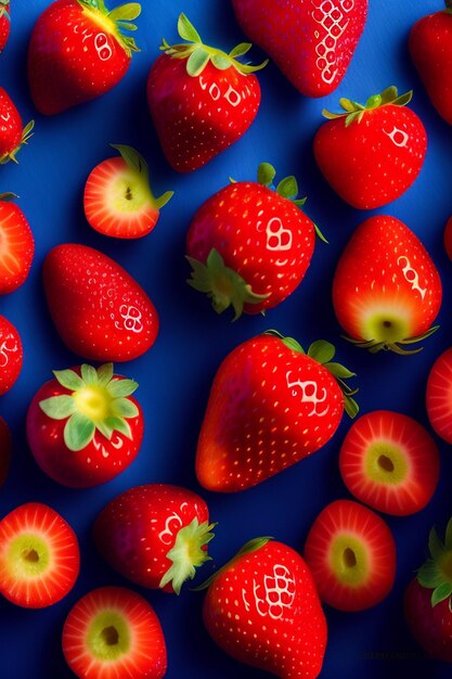 Photo a bunch of strawberries with the letter b on them