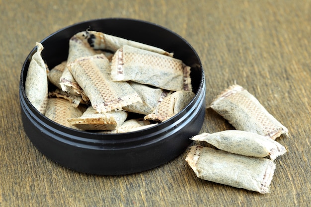 Bunch of swedish snus closeup