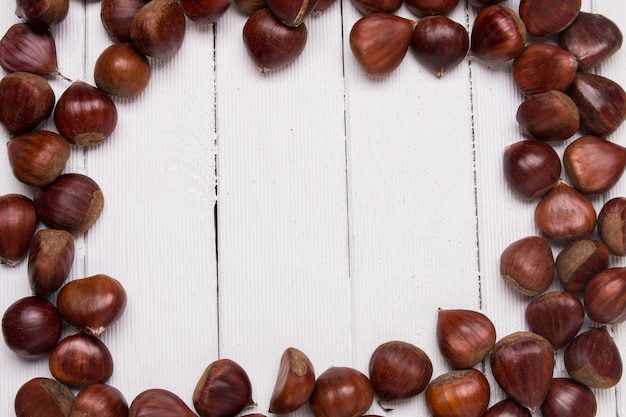 A bunch of sweet chestnuts