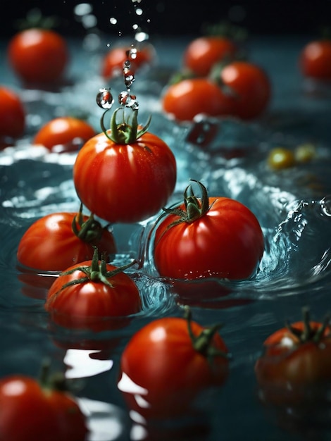 a bunch of tomatoes are being sprayed with water