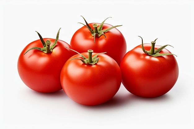 Bunch of tomatoes Isolated on a White Background Generative Ai