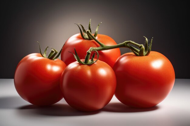 A bunch of tomatoes on a table