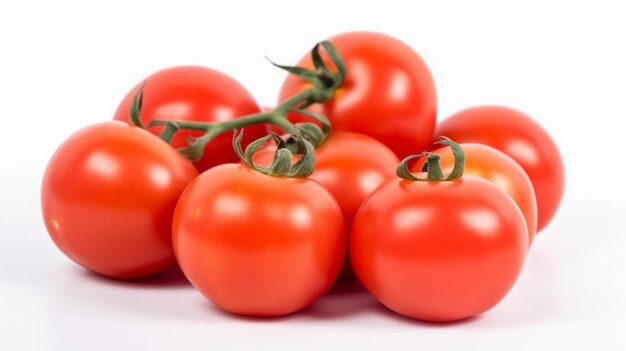 A bunch of tomatoes on a white background