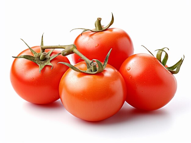 A bunch of tomatoes on a white background