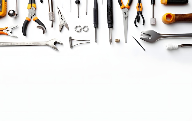 A bunch of tools on a white background