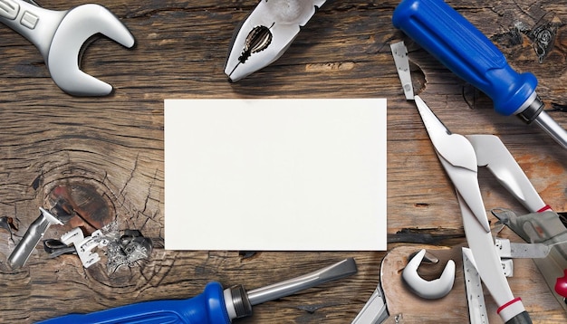 Photo a bunch of tools on a wooden table