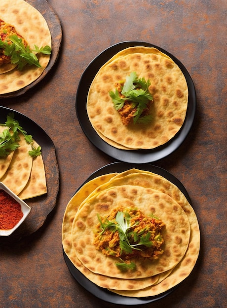 bunch of tortillas on a table