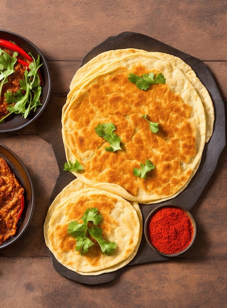 bunch of tortillas on a table