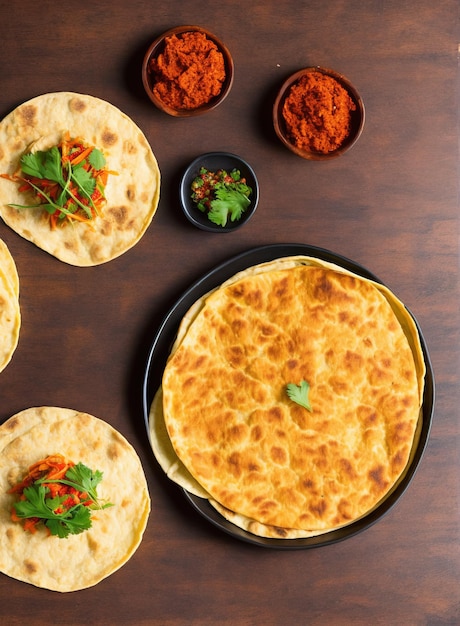 Photo bunch of tortillas on a table