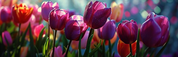 a bunch of tulips are placed in an arrangement