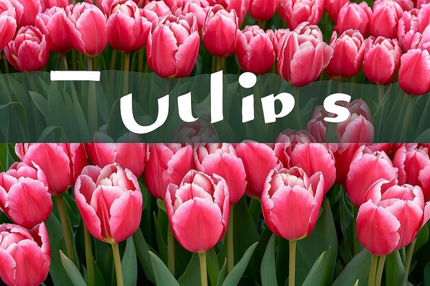 Photo a bunch of tulips with the word tulips on the bottom