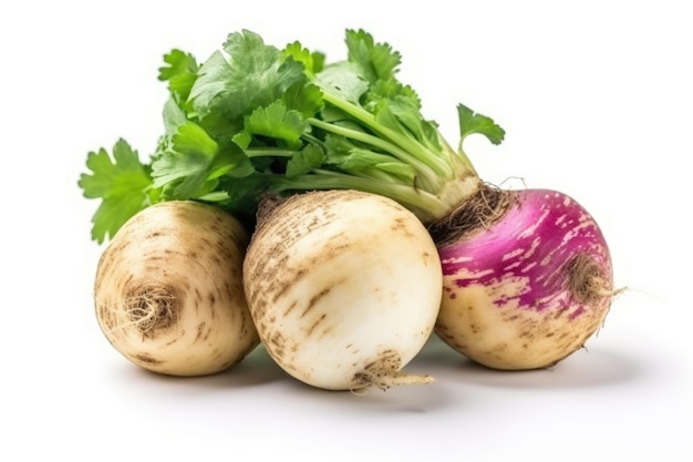A bunch of turnip on white background