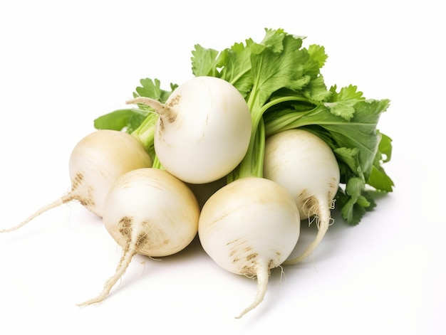 A bunch of turnips isolated on a white background