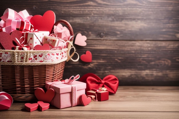 Bunch of valentine's day supplies realistic photo background